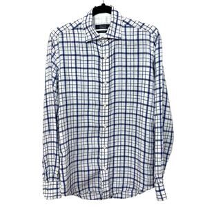 Saks Fifth Avenue Blue and White Checkered Dress Shirt